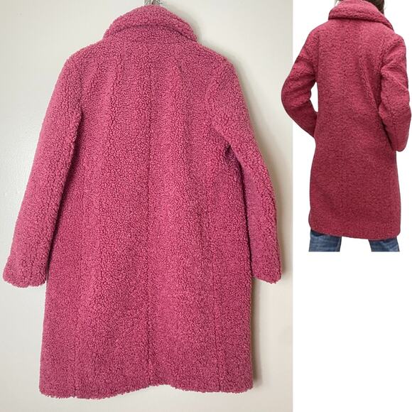 NWT J. CREW COAT XS PINK TEDDY SHERPA TOPCOAT PREPPY WINTER LONGLINE - Picture 3 of 15